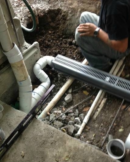 Channel Drain and Downspout Discharge Line