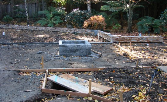 Backyard Fire Pit Under Construction 
