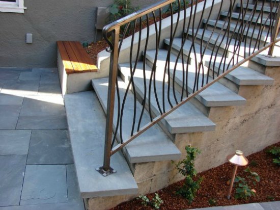 Custom Iron Handrailing in Bluestone Stairs 