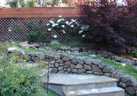 Dry Stacked Stone Garden Wall