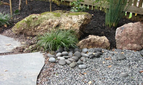 Dry River Bed Stones in Japanese Garden 